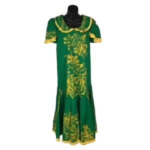 Vintage Mamo Howell Green/Yellow Muumuu